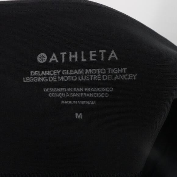 Athleta Pants Womens Medium Black Delancey Gleam Moto Tight Leggings Ankle Zip - Picture 3 of 12